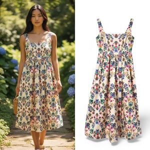 Boden Violet Square Neck Midi Dress in Multi Botanic Blush NEW Size 2R